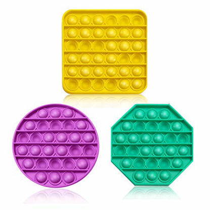 Picture of Push Pop Bubble Sensory Fidget Toys, Pop Pop Fidget Toys for Autism Special Needs, Great Stress Relief Silicone Squeeze Toys Help Restore Emotions (Yellow & Purple & Green)