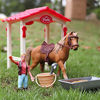 Picture of RCOMG Farm Stable with Horses and Accessories, Horse Club Playset with Horse Farmer Figure Emulational Learning Toy Model Animal Figurine Christmas Birthday Gift for Kids Toddlers(0633A)