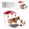 Picture of RCOMG Farm Stable with Horses and Accessories, Horse Club Playset with Horse Farmer Figure Emulational Learning Toy Model Animal Figurine Christmas Birthday Gift for Kids Toddlers(0633A)