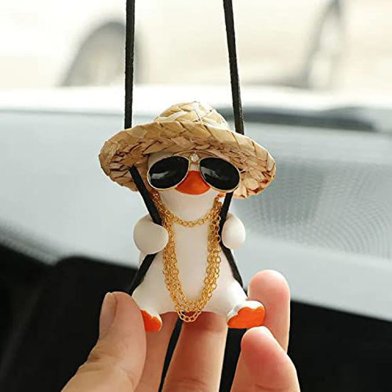 GetUSCart- Swinging Duck Car Hanging Ornament, Cute Car Hanging Accessories  for Rear View Mirror, Car Pendant Sunglasses Duck Hanging Swing