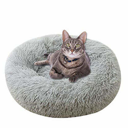 Picture of ZEJEUER Soft Washable Comfortable Pet Bed Round Nest Sleeping Sofa for Cats and Dogs GS010 (Diameter:19 inches (50cm), Light Grey)