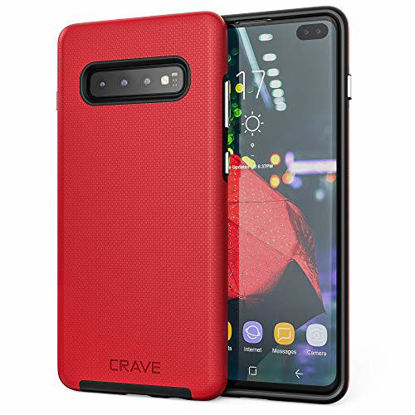 Picture of Crave Dual Guard for Galaxy S10+ Case, Shockproof Protection Dual Layer Case for Samsung Galaxy S10+, S10 Plus (6.4 inch) - Red