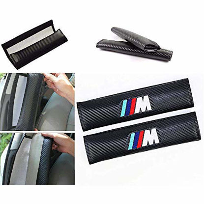 Picture of Wall Stickz car Sales 2 Pcs Car Seat Belts Covers Padding Carbon Fiber Leather Belt Shoulder Sleeve (fit BMW-m)