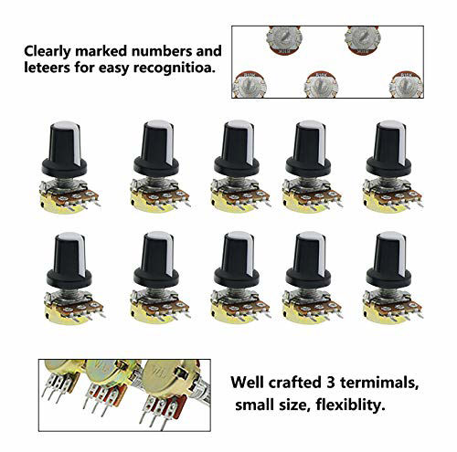 GetUSCart- B10K 10K Ohm Knurled Shaft Linear Rotary Taper Potentiometer ...