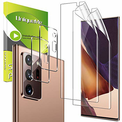 Picture of [4 Pack] UniqueMe 2 Pack Camera Lens Protector for Samsung Galaxy Note 20 Ultra Tempered Glass + 2 Pack TPU Sotf Screen Protector for Samsung Galaxy Note 20 Ultra (6.9inch) 4G/5G [Touch Sensitive]