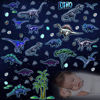 Picture of 114 Pieces Dinosaur Wall Decals Glow in The Dark Dinosaur Wall Stickers Removable Dinosaur Wall Decor Dinosaur Wall Mural for Kids Nursery Living Room Classroom Birthday Decoration (Blue Glow)