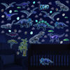 Picture of 114 Pieces Dinosaur Wall Decals Glow in The Dark Dinosaur Wall Stickers Removable Dinosaur Wall Decor Dinosaur Wall Mural for Kids Nursery Living Room Classroom Birthday Decoration (Blue Glow)