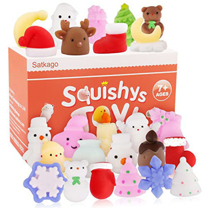 Picture of Satkago 25 Pack Christmas Squishies Toys Mochi Squishys Toys, Christmas Party Favors for Kids Mini Squishys Toys Kawaii Mochi Squishies Stress Relief Toys for Adults
