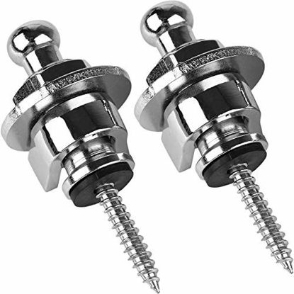 Picture of Eison Guitar Strap Locks and Buttons Security Quick Release Straplocks Strap Retainer System Nickel (2 Pieces Pack)