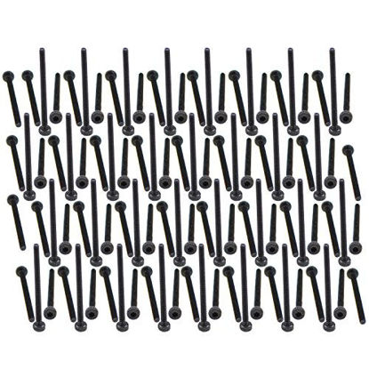 Picture of XunLiu 100PCS Grade 14.9 Alloy Steel Hex Socket Head Cap Screws Allen Wrench Drive Knurled Screws Black M2 25MM