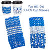 Picture of Whaline 30 Pack Christmas Coffee Tea Cup Sleeves Blue Double-Layer Paper Sleeves for 12 and 16oz Paper Cup Disposable Snowman Santa Cup Paper Jacket for Hot Chocolate Cocoa Cold Beverage, 6 Design