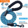 Picture of Ladoogo Reflective Dog Collar Padded with Soft Neoprene Breathable Adjustable Nylon Dog Collars for Small Medium Large Dogs (Collar+Leash L Neck 19"-23.5", Vivid Blue)