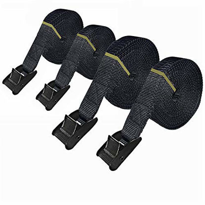 Picture of Premium Lashing Strap Short 1" x 6.5 ft, Cam Buckle Tie Down Straps Heavy Duty Secure Straps up to 700 lbs Capacity for Motorcycle,SUP, Kayak, Canoe, Trailer, Cargo, Truck, Luggage 4 Pcs