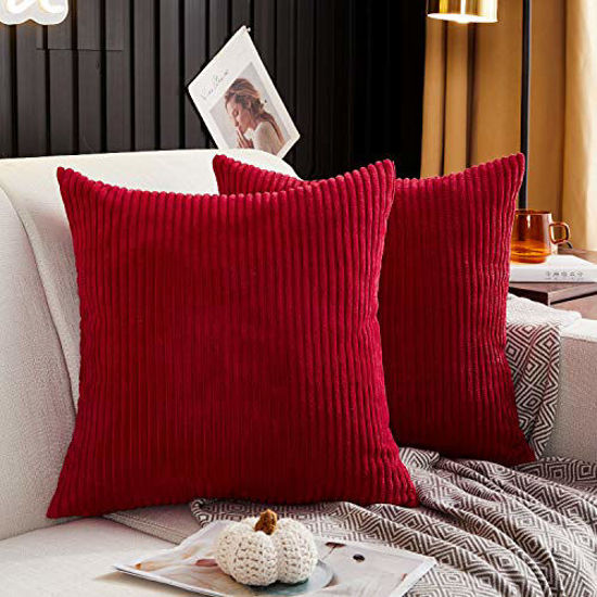 Corduroy Throw Pillow Covers 18x18, Set of 4 Multi-Color Matching