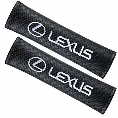 Picture of 2 Pack Black Carbon Fiber Car Seat Belt Shoulder Pads for Lexus, Lexus ES Car Seat Belt Pad Cover, Soft Car Safety Seat Belt Strap Shoulder Pad for Adults and Children