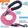 Picture of Ladoogo Reflective Dog Collar Padded with Soft Neoprene Breathable Adjustable Nylon Dog Collars for Small Medium Large Dogs (Collar+Leash S Neck 12"-16", Pink)