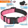 Picture of Ladoogo Reflective Dog Collar Padded with Soft Neoprene Breathable Adjustable Nylon Dog Collars for Small Medium Large Dogs (Collar+Leash S Neck 12"-16", Pink)