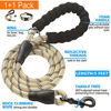 Picture of Ladoogo Reflective Dog Collar Padded with Soft Neoprene Breathable Adjustable Nylon Dog Collars for Small Medium Large Dogs (Collar+Leash M Neck 16"-19", Vanilla)