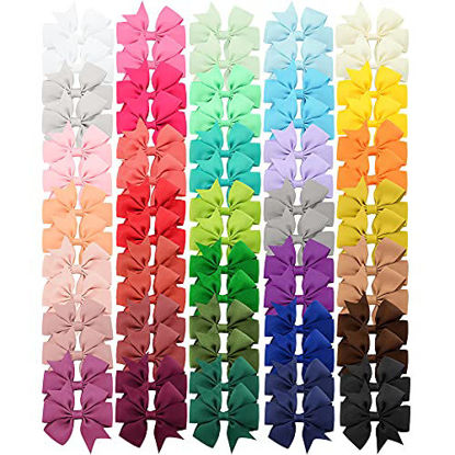 Picture of 70 Pieces Boutique Grosgrain Ribbon Pinwheel Hair Bows Clips For Girls Babies Toddlers Teens Gifts In Pairs