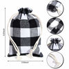Picture of 24 Pieces Christmas Buffalo Plaid Drawstring Bag Plaid Burlap Bags Christmas Drawstring Bags Washable Cotton Xmas Bag for Candy Wrapper Birthday Christmas Party Favor (Black and White)