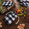 Picture of 24 Pieces Christmas Buffalo Plaid Drawstring Bag Plaid Burlap Bags Christmas Drawstring Bags Washable Cotton Xmas Bag for Candy Wrapper Birthday Christmas Party Favor (Black and White)