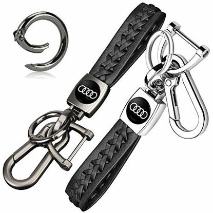 Picture of 2Pack Genuine Leather Keychain for VW Volkswagen Valet Key Chain Car Logo Accessories 2 Detachable Keyring (Gift Box)