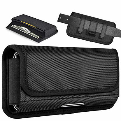 Picture of ykooe Rugged Nylon Holster for Samsung Galaxy Note 20 Ultra, Horizontal Carrying Phone Pouch Belt Holder Case for S21/S20 Fe, Plus, A21, A71, A52, A12, A32, A42, LG Stylo 6/K51, Moto