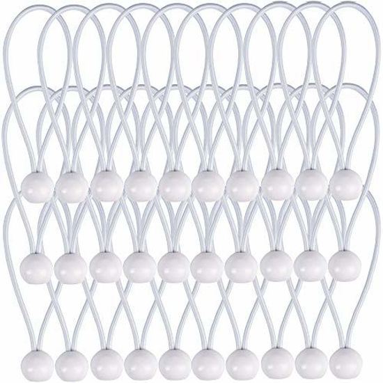 Picture of AOPRIE 30 Pack Bungee Balls, White Ball Bungee Heavy Duty Heavyweight 9inches Tarp Bungee Cords, Weather Resistant Tie Down Strap 4mm Thickness - for Camping, Tents, Cargo, Holding Wire and Hoses