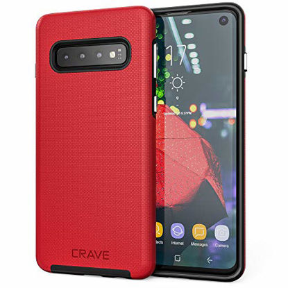 Picture of Crave Dual Guard for Samsung Galaxy S10 Case, Shockproof Protection Dual Layer Case for Samsung Galaxy S10 - Red