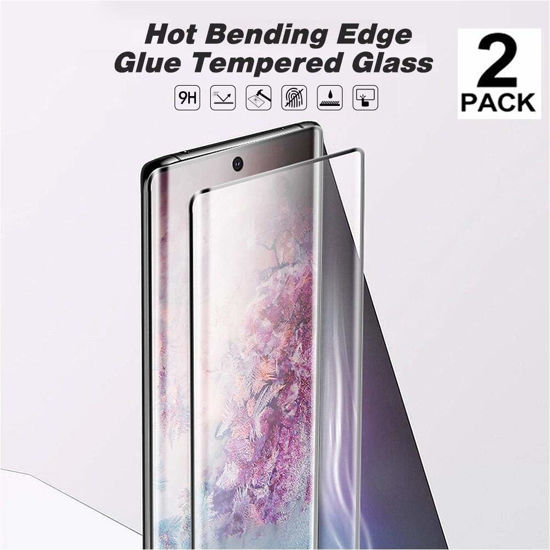 Picture of 2-Pack HD Galaxy Note 10 Plus Screen Protector, Tempered Glass Film [Fingerprint ID Enabled] [3D Full Edge Covered] [9H Hardness] Case Friendly Glass Protector,for Samsung Galaxy Note 10 Plus