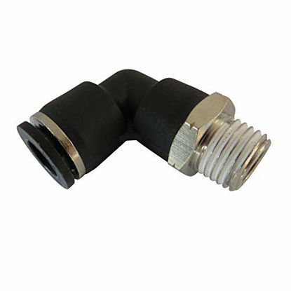 Picture of Metalwork Plastic & Nickel Plated Brass Push to Connect L Shaped 90 Degree Elbow Male Fitting, 3/8" OD x 1/4" NPT Male (Pack of 5)