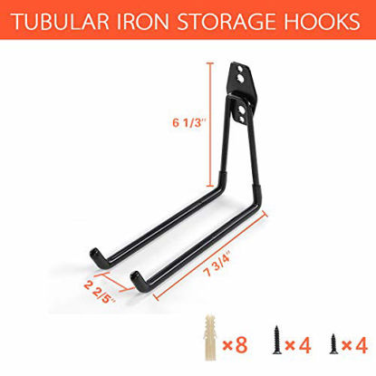 6 Pack - Black Heavy Duty Garage Storage Utility Hooks with 9Jumbo Arm Wall Mount Garage Hanger & Organizer for Ladder Tool Chair Hose