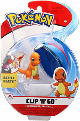 Picture of Pokemon Official Charmander Clip and Go, Comes with Charmander Action Figure and Great Ball