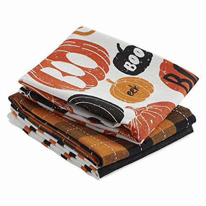 Picture of DII Halloween Kitchen Collection Printed Dishtowel Set, Set of 3, Pumpkin Boo 3 Piece