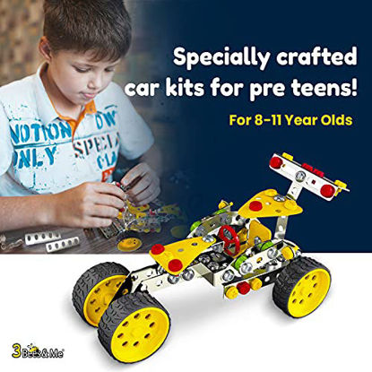 Picture of 3 Bees & Me STEM Car Building Erector Toy Kit | Educational Metal Project for Boys and Girls Aged 8-11 Years Old (Ages 6-7 with Help) Beginner Gift Set for STEM Learning and Junior Engineers