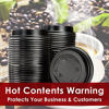 Picture of Premium, Recyclable Black Dome Lids, 100 Pack. One Size Fits All Travel Lid For 10, 12, 16 and 20 Oz To Go Drink Cups Are Anti-Spill for Cafes and Takeout Coffee Shops. Includes Hot Contents Warning.