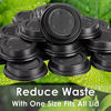 Picture of Premium, Recyclable Black Dome Lids, 100 Pack. One Size Fits All Travel Lid For 10, 12, 16 and 20 Oz To Go Drink Cups Are Anti-Spill for Cafes and Takeout Coffee Shops. Includes Hot Contents Warning.