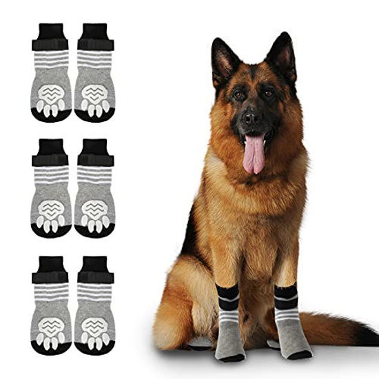 GetUSCart- Rypet 3 Pairs Anti Slip Dog Socks - Dog Grip Socks with Straps  Traction Control for Indoor on Hardwood Floor Wear, Pet Paw Protector for  Small Medium Large Dogs L