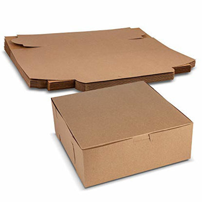 Picture of Beautiful Lock Corner Clay Coated Kraft Paperboard Bakery Box No-Window Size 8" x 8" x 3" by MT Products (15 Pieces)