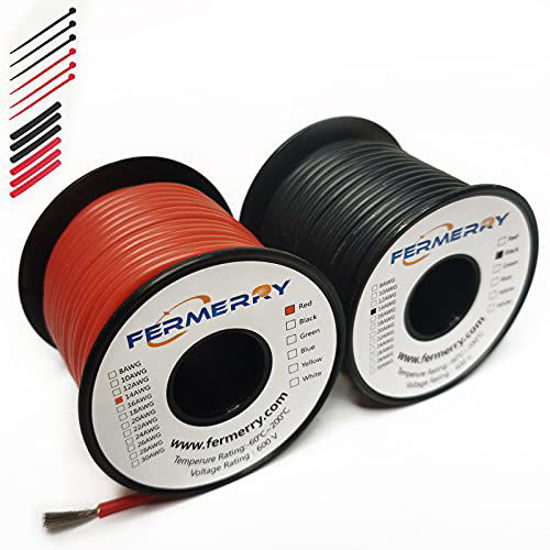 Fermerry 14AWG Silicone Wire Hook up Wire Kit 14 Gauge Red and Black Wire  10Ft Each Flexible Electric Stranded Tinned Copper Wire (Black and Red 10FT