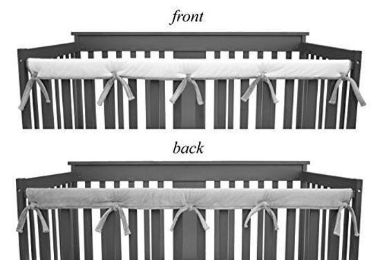 Reversible Crib Cover for Long Rail Gray/White Narrow Rails 