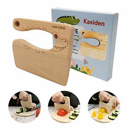 Picture of Kasiden Wooden Kids Knife for Cooking,Kid Safe Knives,Kitchen Toy,Chopper,Vegetable and Fruit Cutter (For 2-8 Years Old)