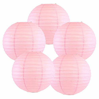 Picture of Just Artifacts 12-Inch Pale Pink Chinese Japanese Paper Lanterns (Set of 5, Pale Pink)