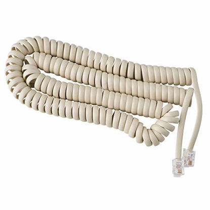 Picture of Phone Cord for Landline Phone - Tangle-Free, Curly Telephones Land Line Cord - Easy to Use + Excellent Sound Quality - Phone Cords for Landline in Home or Office (25ft) Color: Bone Ivory
