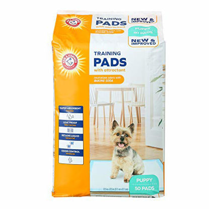 Picture of Arm & Hammer for Dogs Puppy Training Pads with Attractant | New & Improved Super Absorbent, Leak-Proof, Odor Control Quilted Puppy Pads with Baking Soda| 50 Count Wee Wee Pads