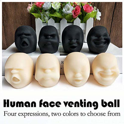 Picture of MichPong Funny Human Face Emotion Balls,Scented,Fidget Toys Stress Relief Squeeze Ball Stress Toys for Kids and Adults,Sensory Toys for Autism,Anxiety Relief,Heal Your Mood (Black, Sulkiness)