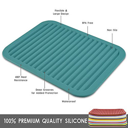 Picture of Smithcraft Silicone Trivets Mats for Hot Dishes and Hot Pots, Hot Pads for Countertops, Tables, Pot Holders, Spoon Rest Small Drying Mats Set of 2 Many Colors for Your Choose (Light Grey)