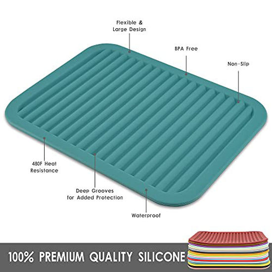 Picture of Smithcraft Silicone Trivets Mats for Hot Dishes and Hot Pots, Hot Pads for Countertops, Tables, Pot Holders, Spoon Rest Small Drying Mats Set of 2 Many Colors for Your Choose (Light Grey)
