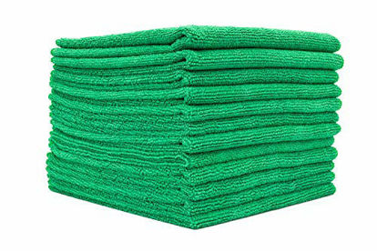 Picture of The Rag Company - All-Purpose Microfiber Terry Cleaning Towels - Commercial Grade, Highly Absorbent, Lint-Free, Streak-Free, Kitchens, Bathrooms, Offices, 300gsm, 12in x 12in, Green (12-Pack)