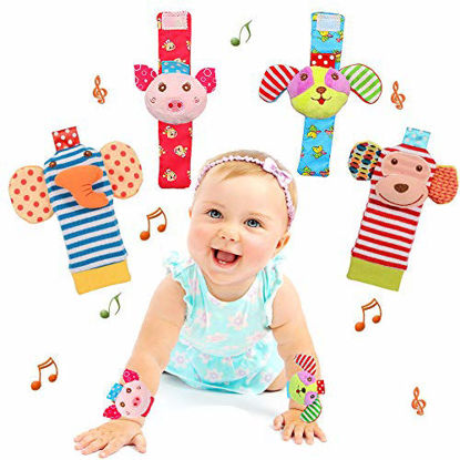 Picture of Soft Baby Toys Foot Finder Socks Wrists Rattles Ankle Leg Hand Arm Bracelet Activity Rattle Baby Shower Present